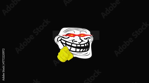 Funny troll face inspired meme animation | hilarious cartoon expression, transparent background reaction overlay for YouTube videos, gaming edits, and meme compilations