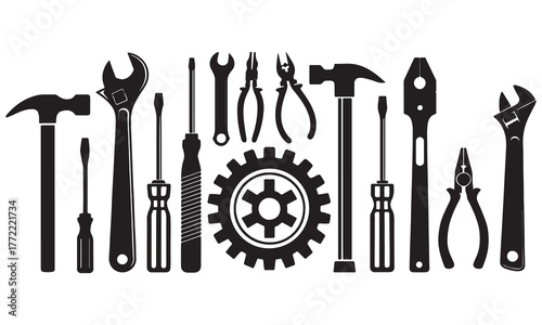 Hand Tool Icon Set – Construction, Repair, and Mechanic Equipment Vector Collection .