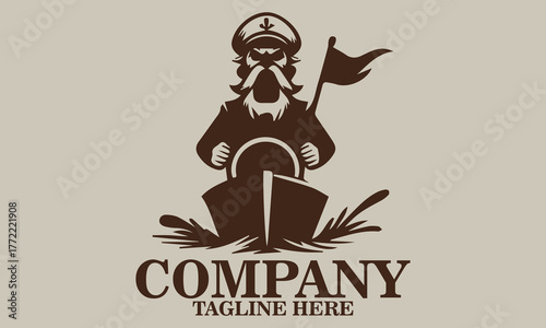 Funny seafarer cartoon icon. Funny seafarer cartoon logo design and funny seafarer cartoon vector illustration