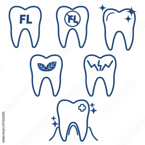 Dental dantist line icon tooth healthy medical whitening fluoride gum protect organic