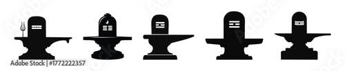 Shiva lingam black silhouette vector elements: maha, shivaratri, puja, Lord, shiva, bholenath, various, set, clipart, hindu, religious, symbol, indian, festival, religion, sawan, somwar, monday,