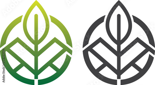 Leaf Line Nature Logo Template Organic Growth Vector Design