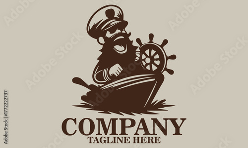 Funny seafarer cartoon icon. Funny seafarer cartoon logo design and funny seafarer cartoon vector illustration
