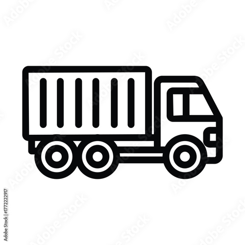 Garbage truck line icon, outline illustration of waste collection vehicle for sanitation and recycling services