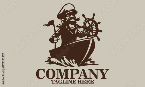 Funny seafarer cartoon icon. Funny seafarer cartoon logo design and funny seafarer cartoon vector illustration