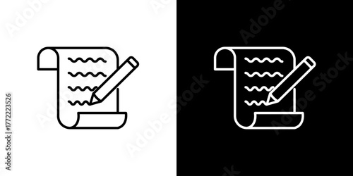 Scroll with Pencil Icon Writing and Drawing Symbol