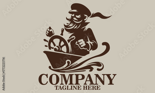 Funny seafarer cartoon icon. Funny seafarer cartoon logo design and funny seafarer cartoon vector illustration