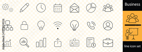 business line icon set . team work, office, payment, strategy, management, accounting, infographic. Vector illustration