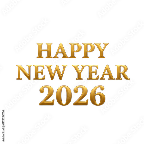 Elegant gold 2026 New Year text PNG on transparent background
