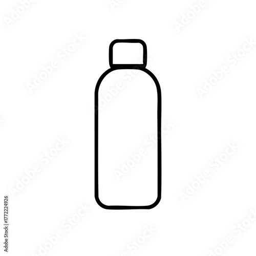 Reusable water bottle in minimalist line style — symbol of hydration and sustainability.