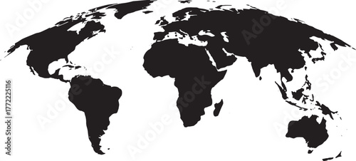 World map illustration in black color with a light beige background