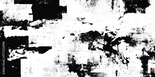 Paint glitch grunge Splatter and Halftone Dots Intersect with Vintage Scratched Overlays.