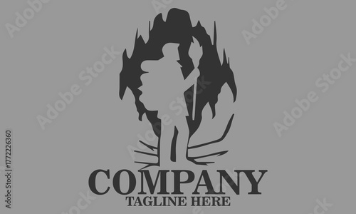 Man adventure cave icon. adventure cave vector illustration, adventure cave logo