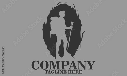 Man adventure cave icon. adventure cave vector illustration, adventure cave logo