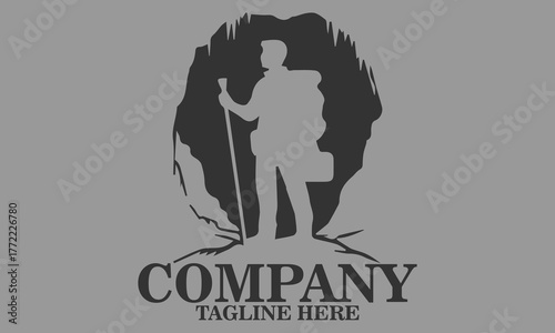 Man adventure cave icon. adventure cave vector illustration, adventure cave logo