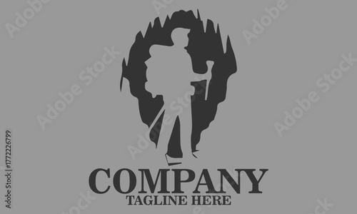Man adventure cave icon. adventure cave vector illustration, adventure cave logo