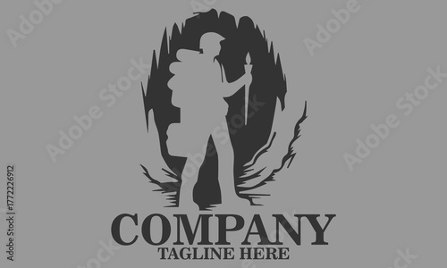 Man adventure cave icon. adventure cave vector illustration, adventure cave logo