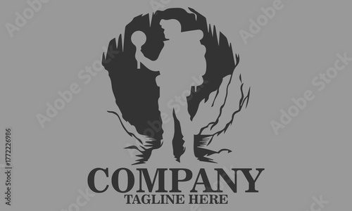 Man adventure cave icon. adventure cave vector illustration, adventure cave logo