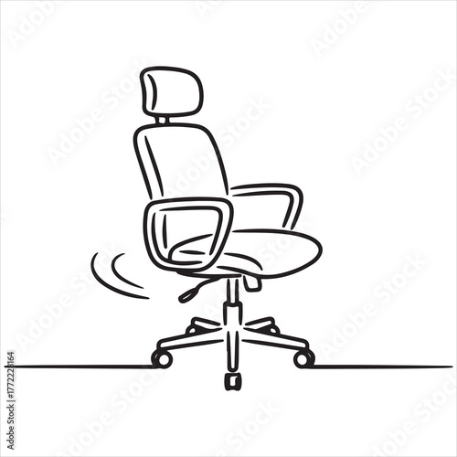 Continuous Line Drawing of a Modern Ergonomic Office Chair with Adjustable Features for Workspace Comfort and Productivity