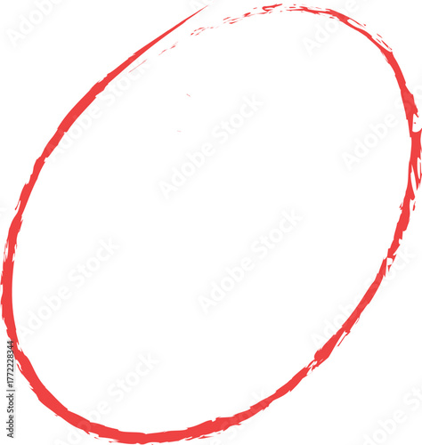 Red Hand Drawn Oval Shape Isolated on White Background circle