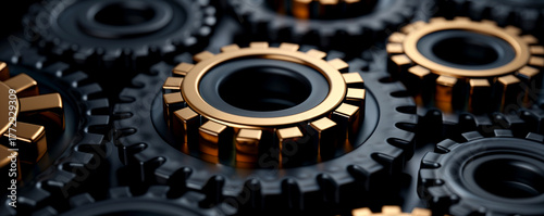 Wallpaper Mural Metal gears in industry. Top banner for automotive factory Torontodigital.ca