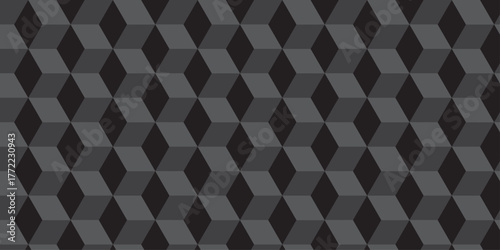Black cube seamless creative cubes decoration triangle wall and wallpaper textile vector square tile, mosaic endless repeat hexagon block texture background.	
