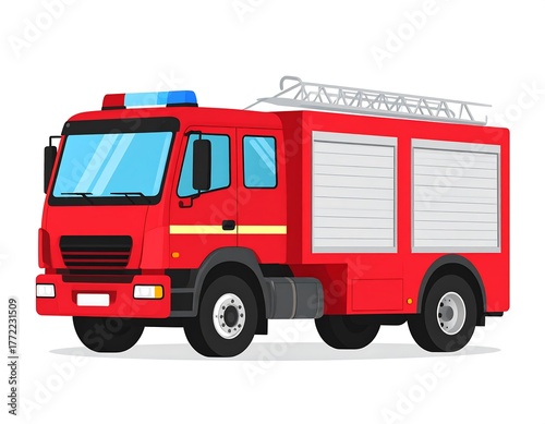 Wallpaper Mural A brightly colored, flat illustration of a red fire truck, ready to respond to emergencies Torontodigital.ca