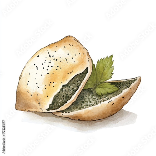 Deliciously Baked Spinach and Feta Pastry with Fresh Herbs.