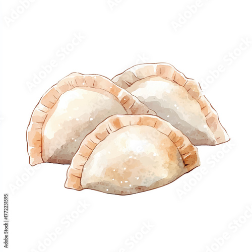 Deliciously Crafted Dumplings Watercolor Illustration.