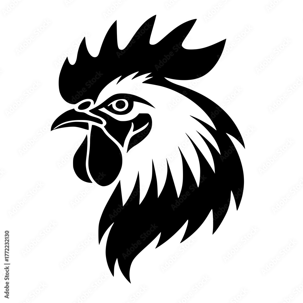 Obraz premium A striking vector illustration of a proud rooster symbolizing strength, sunrise, and new beginnings. Perfect for farm logos, organic brands, or country themed designs.