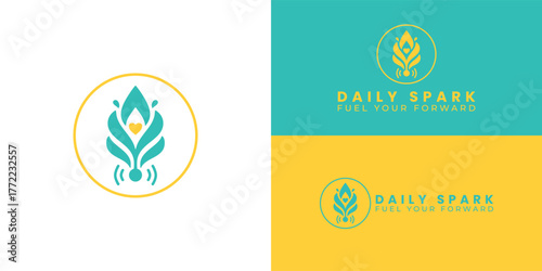 A vibrant, stylized flame and plant with a heart at its core, set within a circle. It symbolizes a growth mindset, a spark of encouragement, and the audio boost from the motivational podcast.