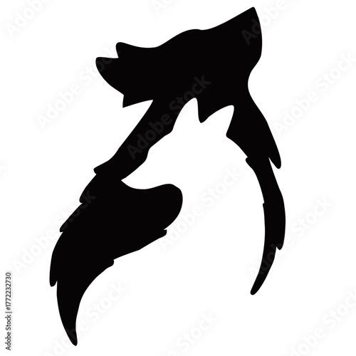 black silhouette of a wolf