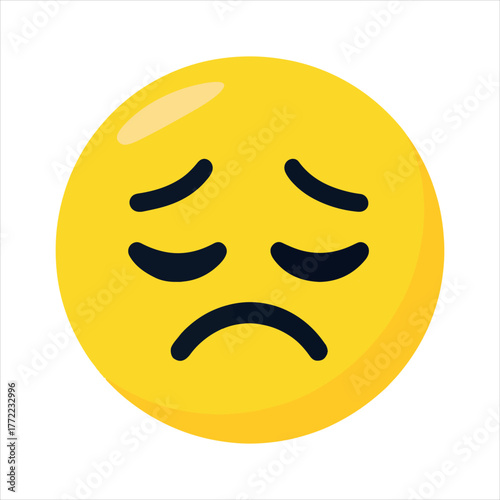 Sad downcast emoji with a melancholic expression isolated on transparent background