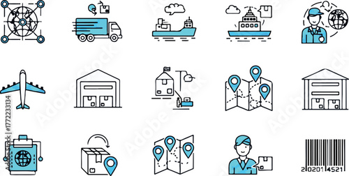 Retro Phone Booth and Mobile Icons | Support and Shipment Connection Vector Set