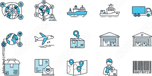 Shipping Hotline Icons | Delivery Tracking and Phone Support Line Art