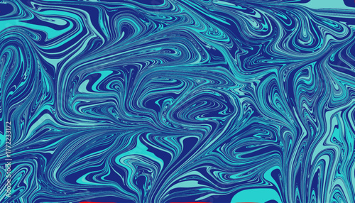 Turquoise blue marble swirl with vibrant abstract pattern. Fluid modern texture for creative backgrounds and trendy wall art.