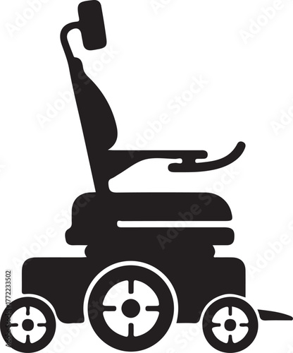 Electric wheelchair isolated on white background, a mobility aid for disabled