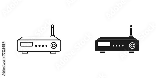 Black and white icon set of a wireless router