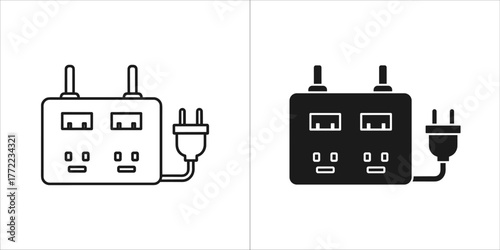 Black and white illustration of a power strip