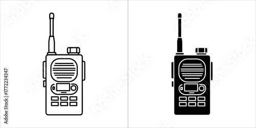 Walkie talkie icon, portable radio transceiver