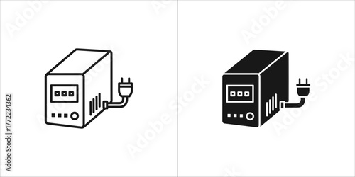 Black and white illustration of a ups