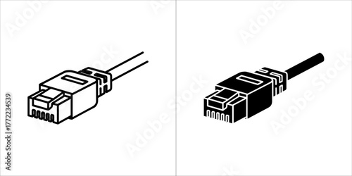 Illustration of a sata cable in two styles