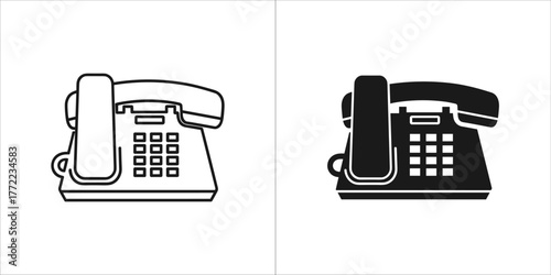Illustration of a landline phone in two styles