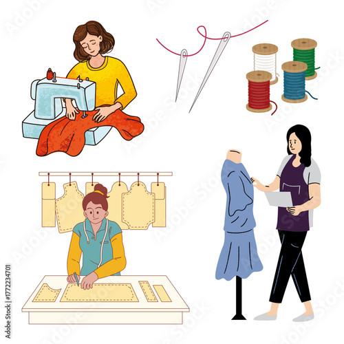 Sewing and Tailoring Illustration Set