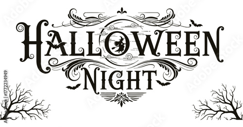 gothic halloween night text graphic