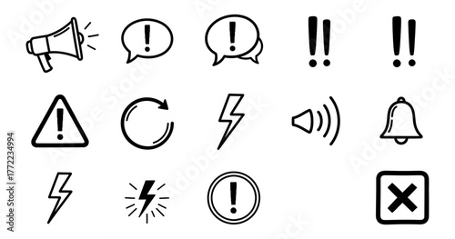 alert and action ui icon grid set