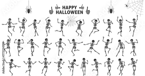 dancing skeleton halloween celebration set