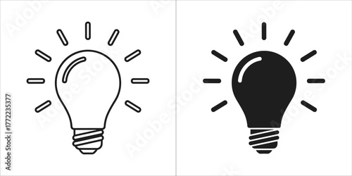 Light bulb icon set, representing idea, innovation, and solution