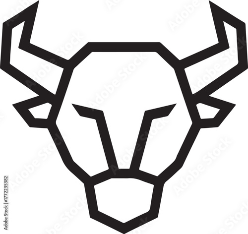  Bull head polygon shape icon representing strength, power, determination, and geometric animal design.