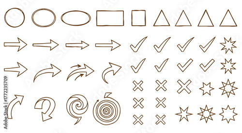 handdrawn symbol grid set